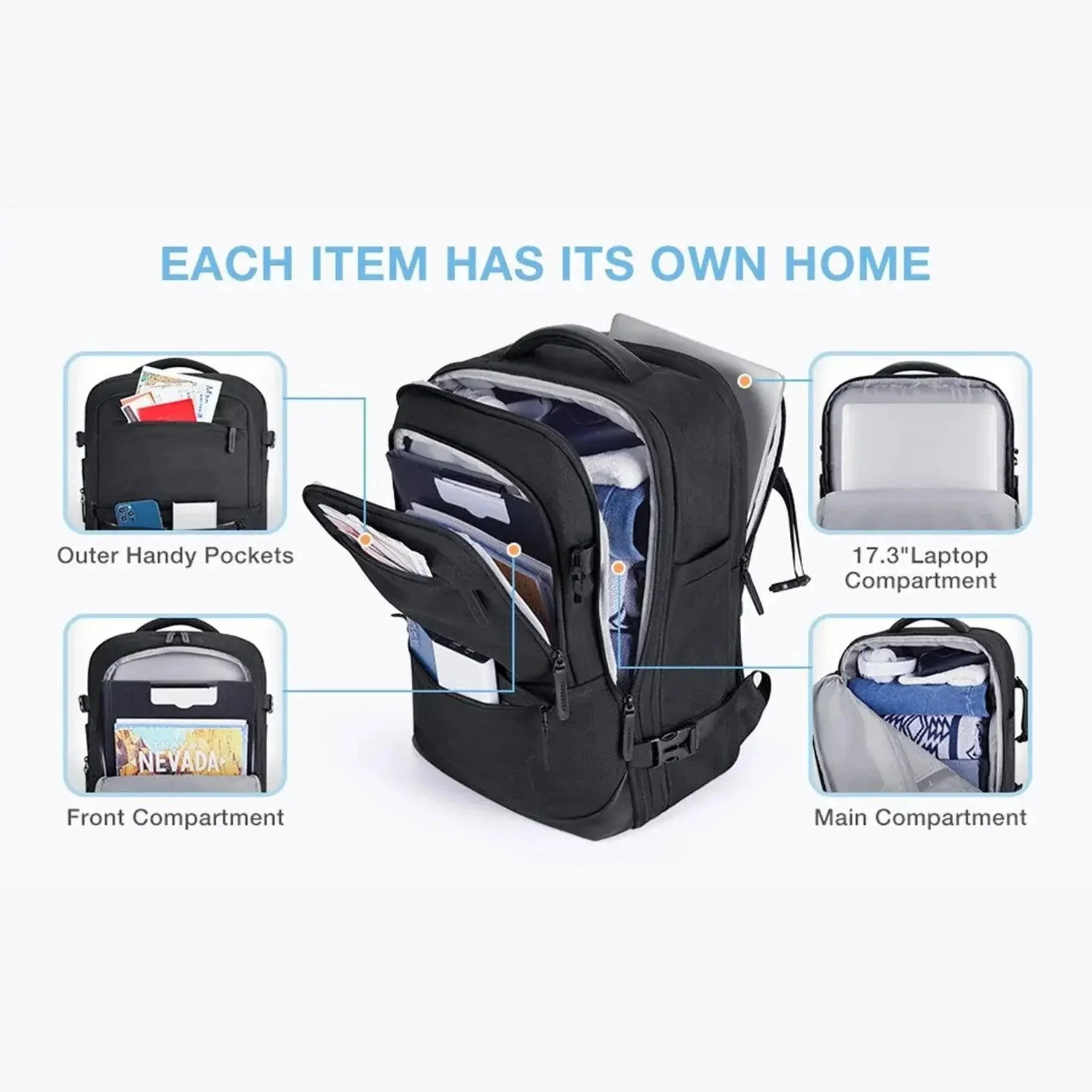 Falco 40L Expandable Airline Approved Carry On Travel Backpack - Image 23