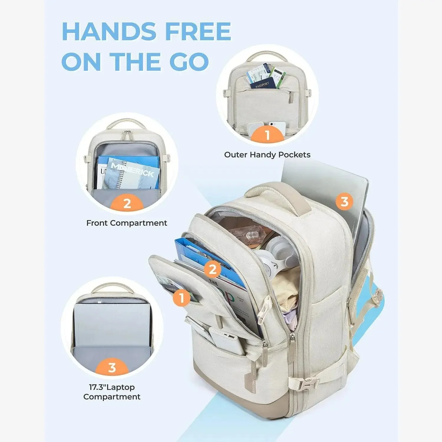 Falco 40L Expandable Airline Approved Carry On Travel Backpack - Image 44