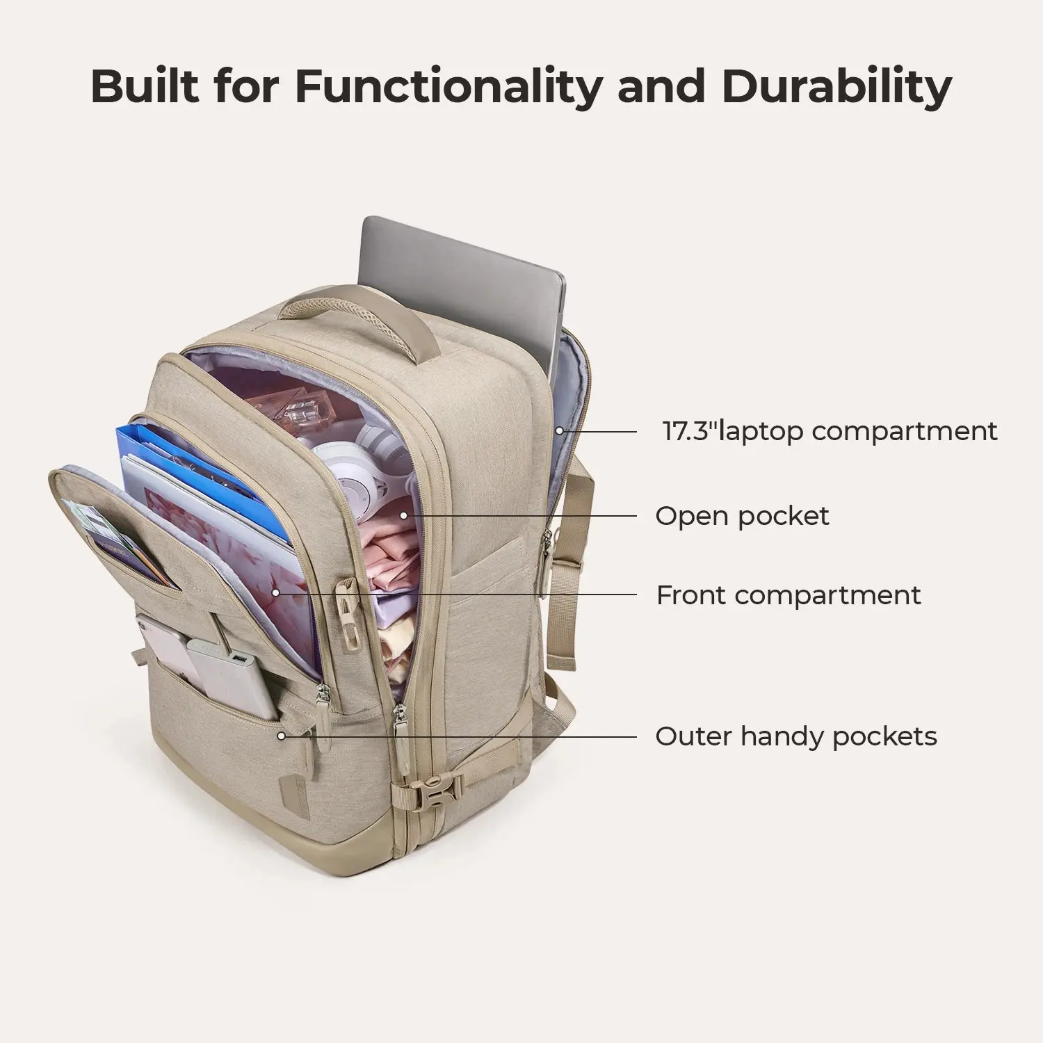 Falco 40L Expandable Airline Approved Carry On Travel Backpack - Image 80