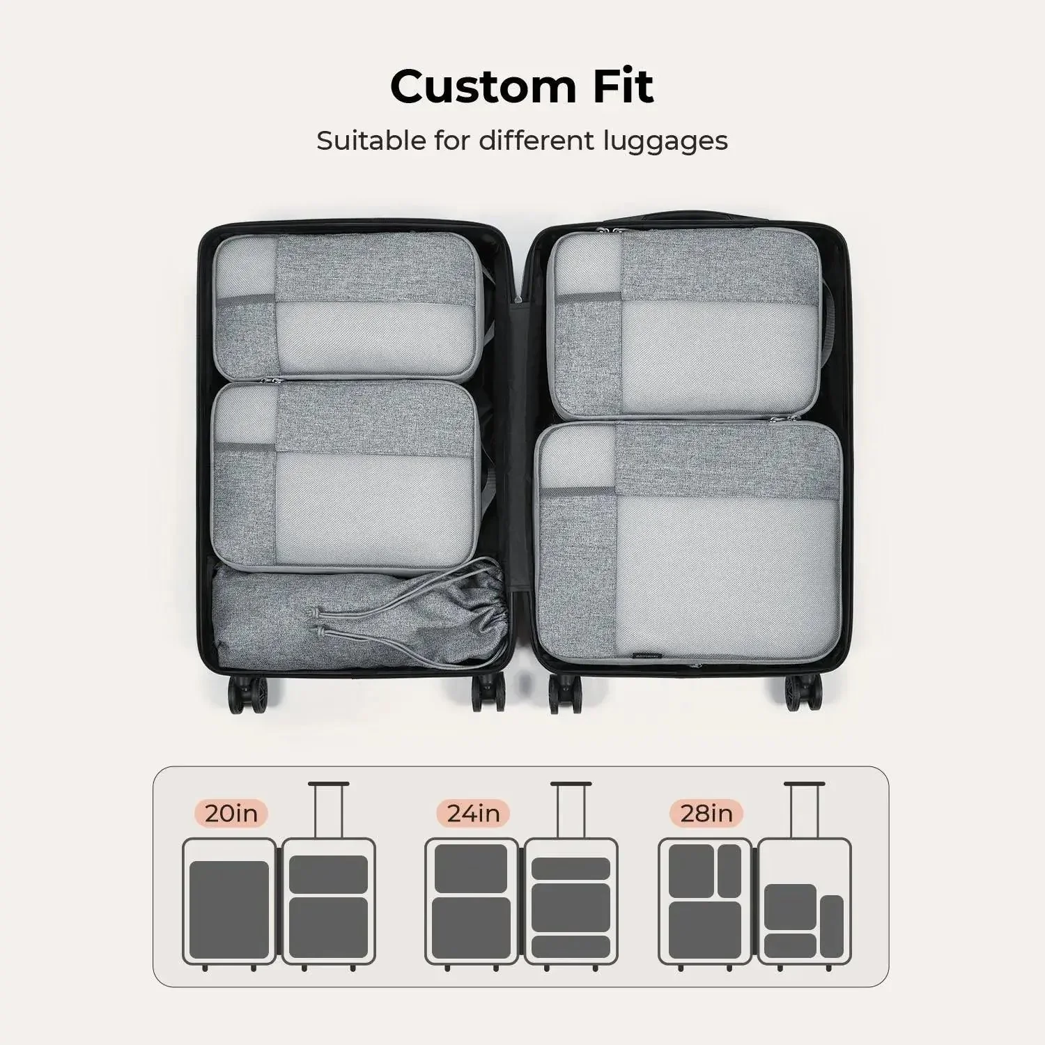 6PCS Compression Travel Packing Cubes for Suitcases - Image 21