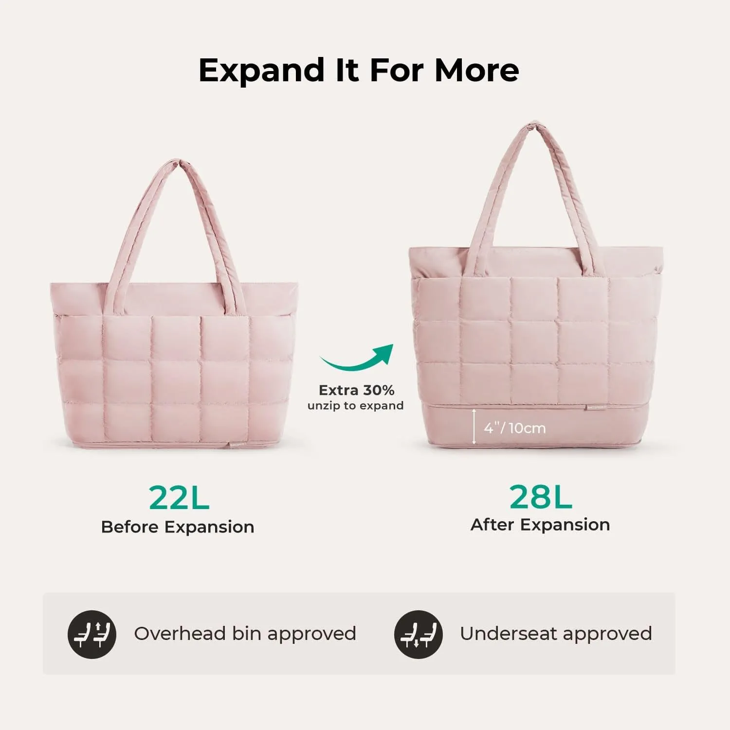 Bubble 22L-28L Expandable Puffer Travel Tote Bag - Image 25